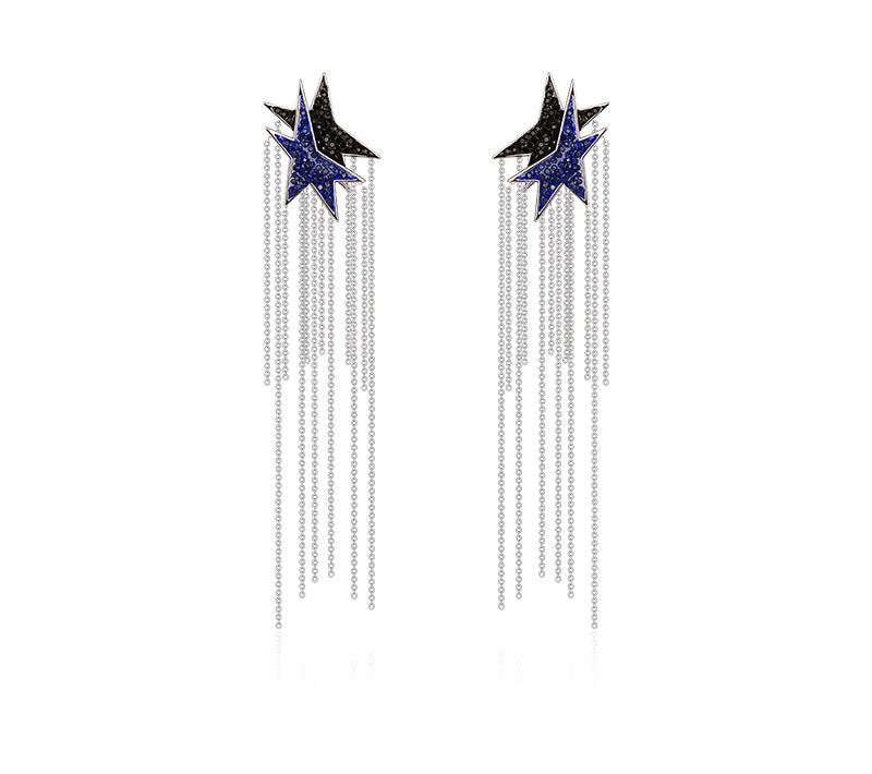 Mermaid Series Face Thin Tassel Earrings Star Stud