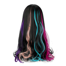Cargar imagen en el visor de la galería, Clip sintético para extensiones de cabello con reflejos de fiesta multicolores 
