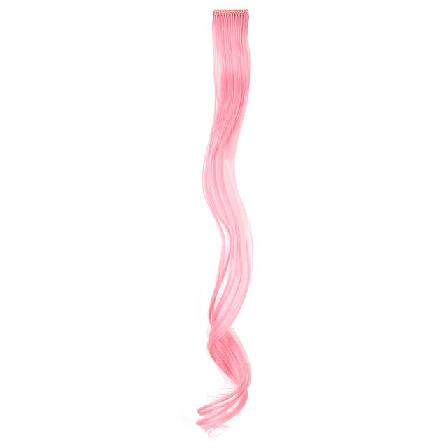 Clip sintético para extensiones de cabello con reflejos de fiesta multicolores 