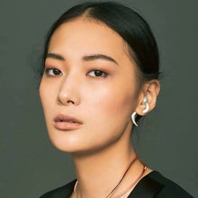 Load image into Gallery viewer, S Shape Faux Pearl Earrings Arc Geometric Earrings for Cochlea Statement Earrings Studs
