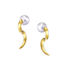 Load image into Gallery viewer, S Shape Faux Pearl Earrings Arc Geometric Earrings for Cochlea Statement Earrings Studs

