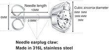 Cargar imagen en el visor de la galería, 5 pares de aretes de diamantes creados de talla redonda solitarios de 3-8 mm 
