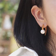 Load image into Gallery viewer, S Shape Faux Pearl Earrings Arc Geometric Earrings for Cochlea Statement Earrings Studs

