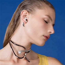 Load image into Gallery viewer, S Shape Faux Pearl Earrings Arc Geometric Earrings for Cochlea Statement Earrings Studs
