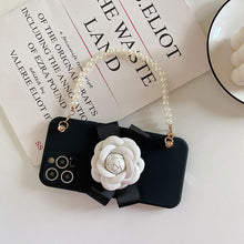 Load image into Gallery viewer, DIY Chanel Camellia inspried iphoe12/iphone12pro/iphone12 pro max Case With replaceable Pearl Bracelet/Strap
