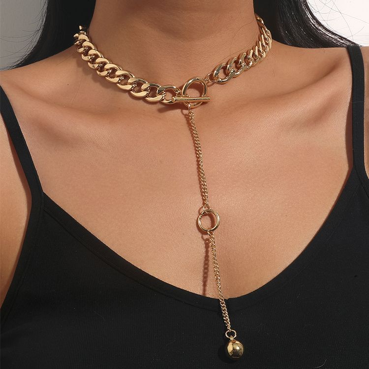 Gold-Finish Metal MONTAIGNE CHOKER with Long tassel Pendant Necklace
