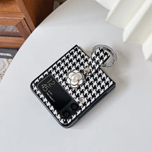 Load image into Gallery viewer, Samsung Galaxy Z Flip 3/4 Camilla Houndstooth Case with charm handle
