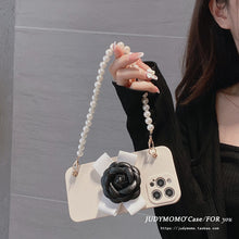 Load image into Gallery viewer, DIY Chanel Camellia inspried iphoe12/iphone12pro/iphone12 pro max Case With replaceable Pearl Bracelet/Strap
