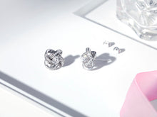 Load image into Gallery viewer, 925 Sterling Silver and Diamond Simulant Love Knot Earrings
