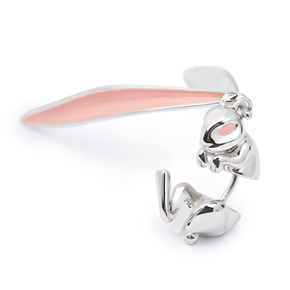 Pendientes colgantes con diseño de metal esmaltado con oreja de conejo largo punk animal